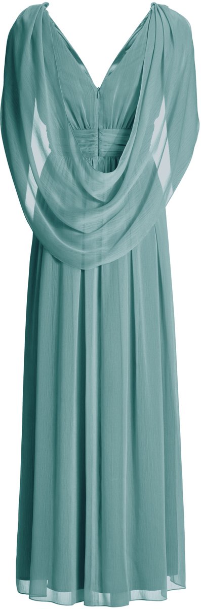 SWING – Avondjurk Dames – Crinkle Chiffon – Sjaalcape – Tealgroen – 42 / XL