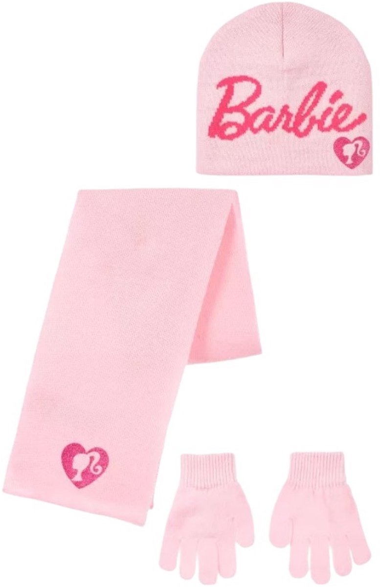 Barbie Mattel winter set kinderen muts handschoenen sjaal