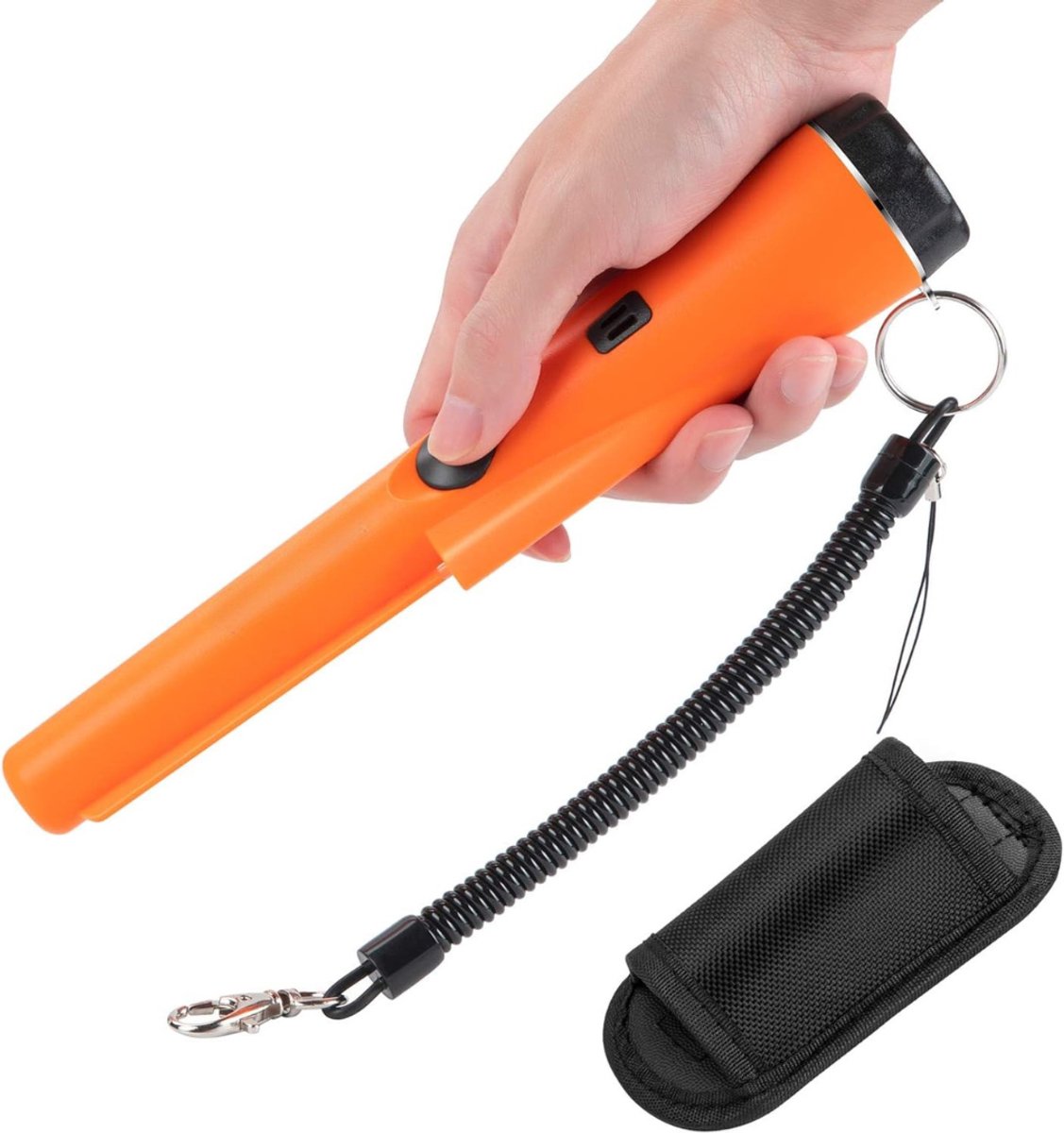 QUOVO® Krachtige Pinpointer Metaal Detector – Pinpointer Waterdicht – Metaaldetector voor Volwassenen en Kinderen - Extra Krachtig - Oranje - 4cm x 4cm x 24cm