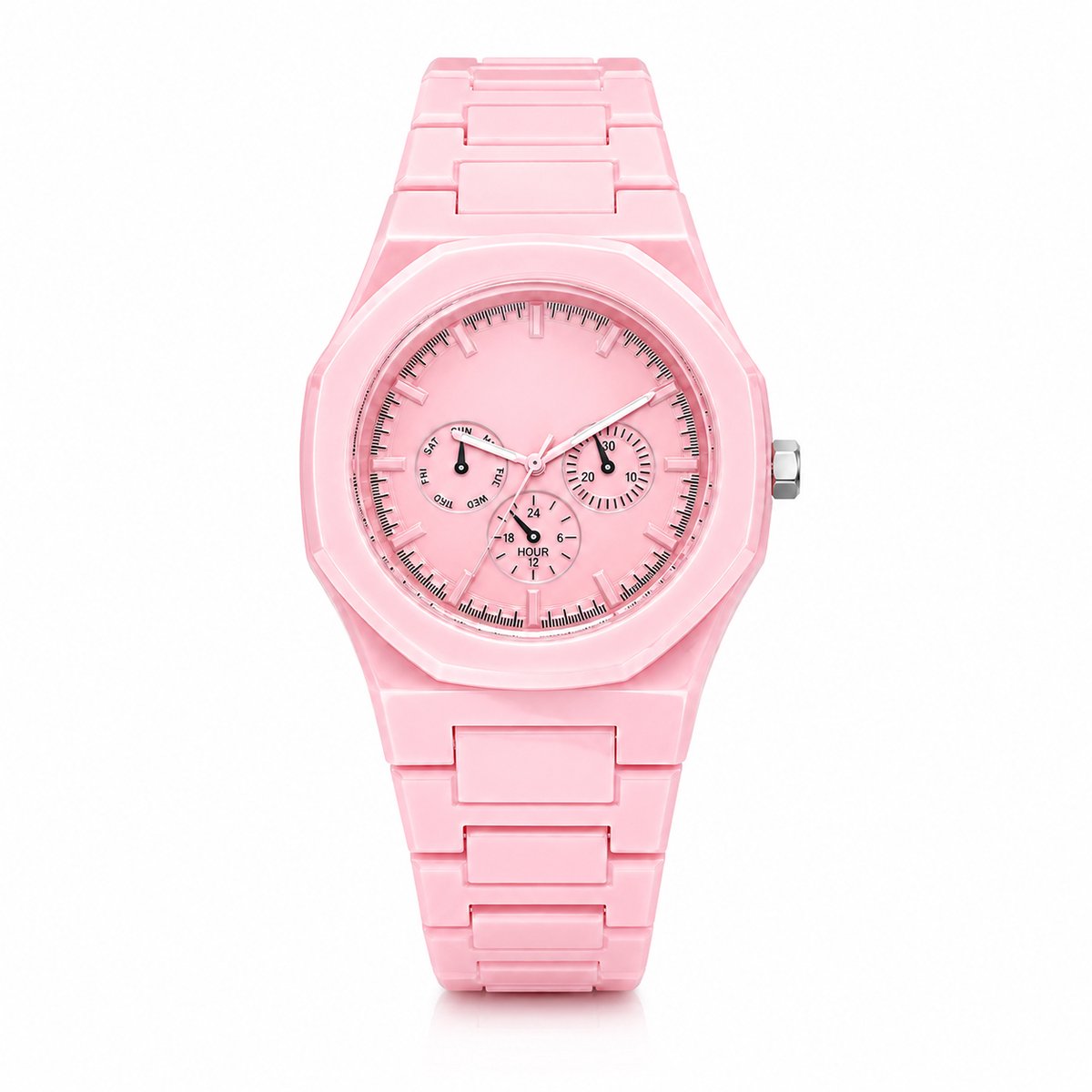 Windsor Roze Kunststof Horloge met Ton-sur-ton Wijzerplaat