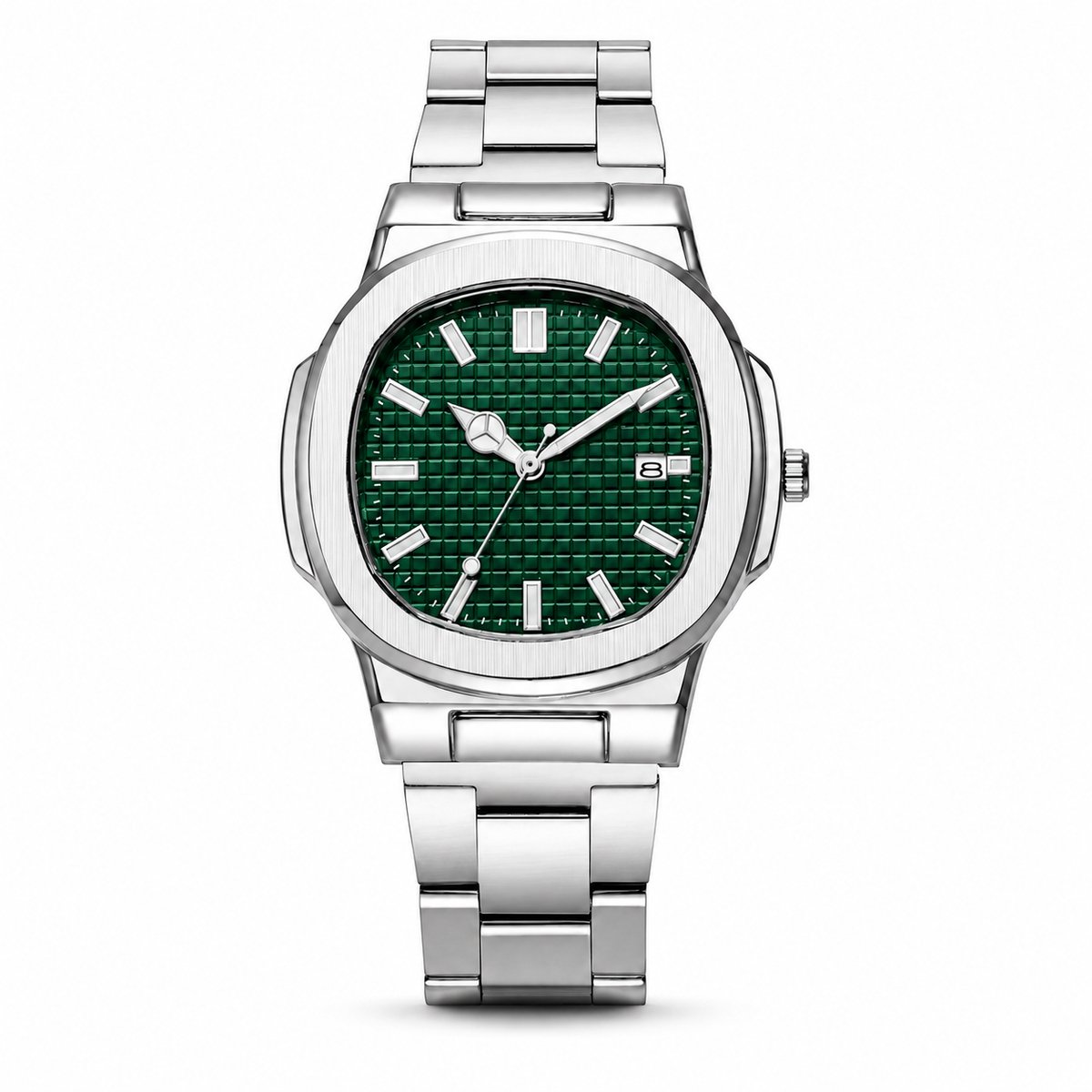 Oxford Zilverkleurig Metalen Herenhorloge met Groene Wijzerplaat