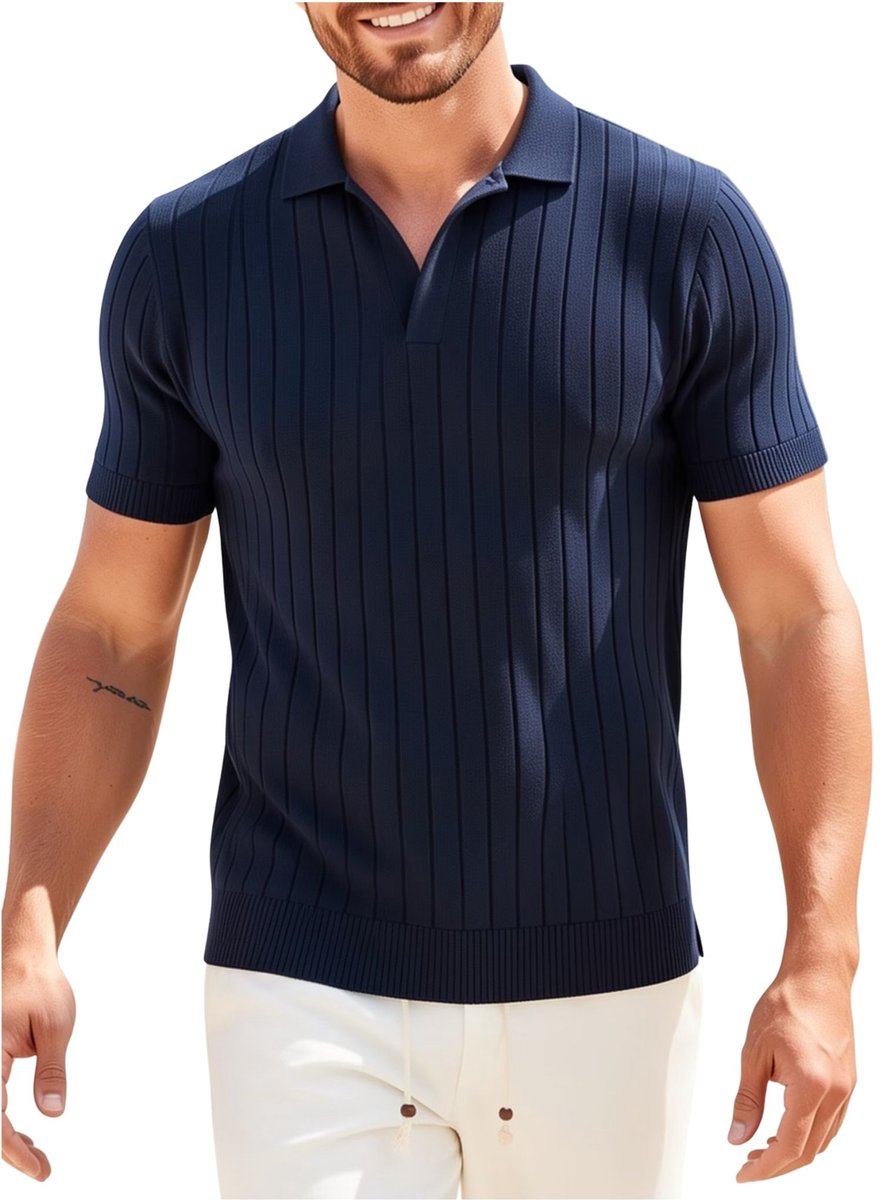 Currero T-Shirt Heren Shirt Zomerkleding T Shirt Mode Old Money Polo Mannen Kleding Volwassenen Blauw