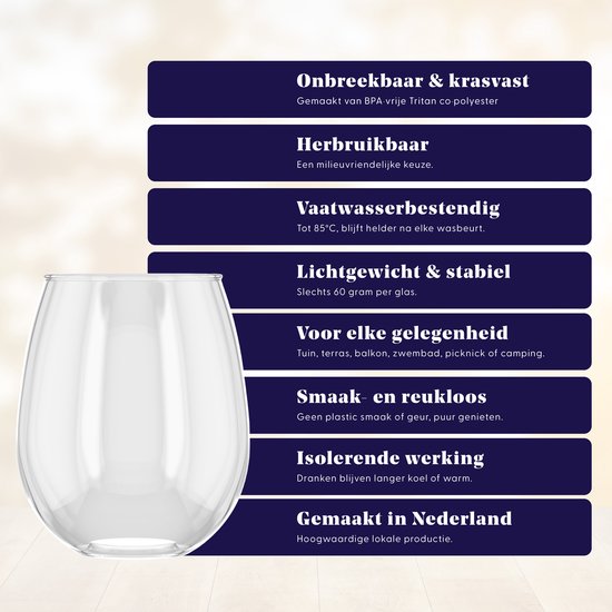 HappyGlass Tik Tucker - Set van 8 kunststof drinkglazen - 40cl - Transparant - BPA-vrij Tritan — afbeelding 2