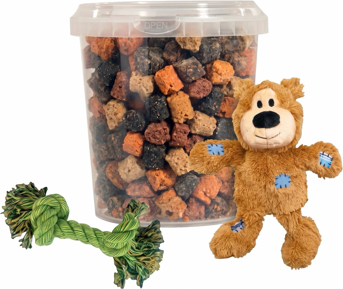 Combideal: Kong Wild Knots Beer + Mixtrainers Emmer 850 ml + Stevig flostouw