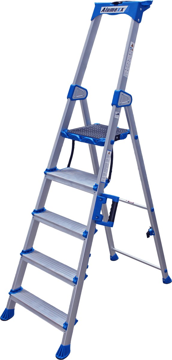Alumexx Twin-Deck - Huishoudtrap 5 treden - Keukentrap - Inklapbaar - 3.0m werkhoogte