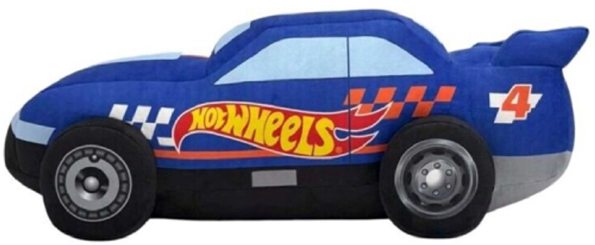 Hot Wheels Auto Blauw Pluche Knuffel 30 cm - Speelgoed Knuffels voor Kinderen Jongens Meisjes - Hot-Wheels Plush Toy