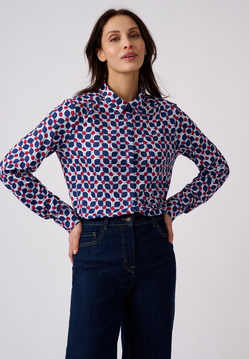Damart - Overhemdblouse van warm tricot - Dames - Blauw - S