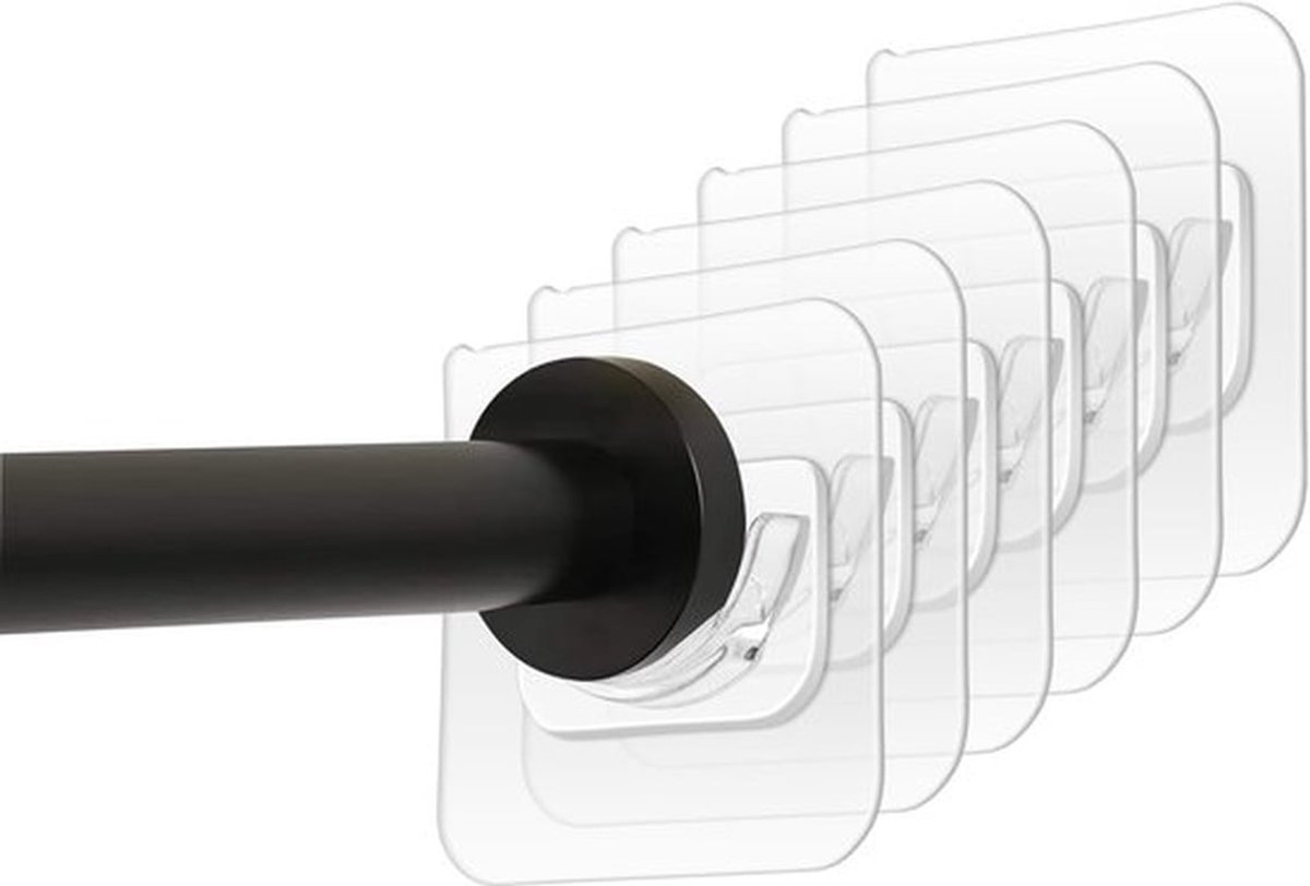 Douchegordijnstangen 6 stuks - Zelfklevende Houder - Wandmontage - Transparant - ABS - Schokbestendig - Douchestanghouders