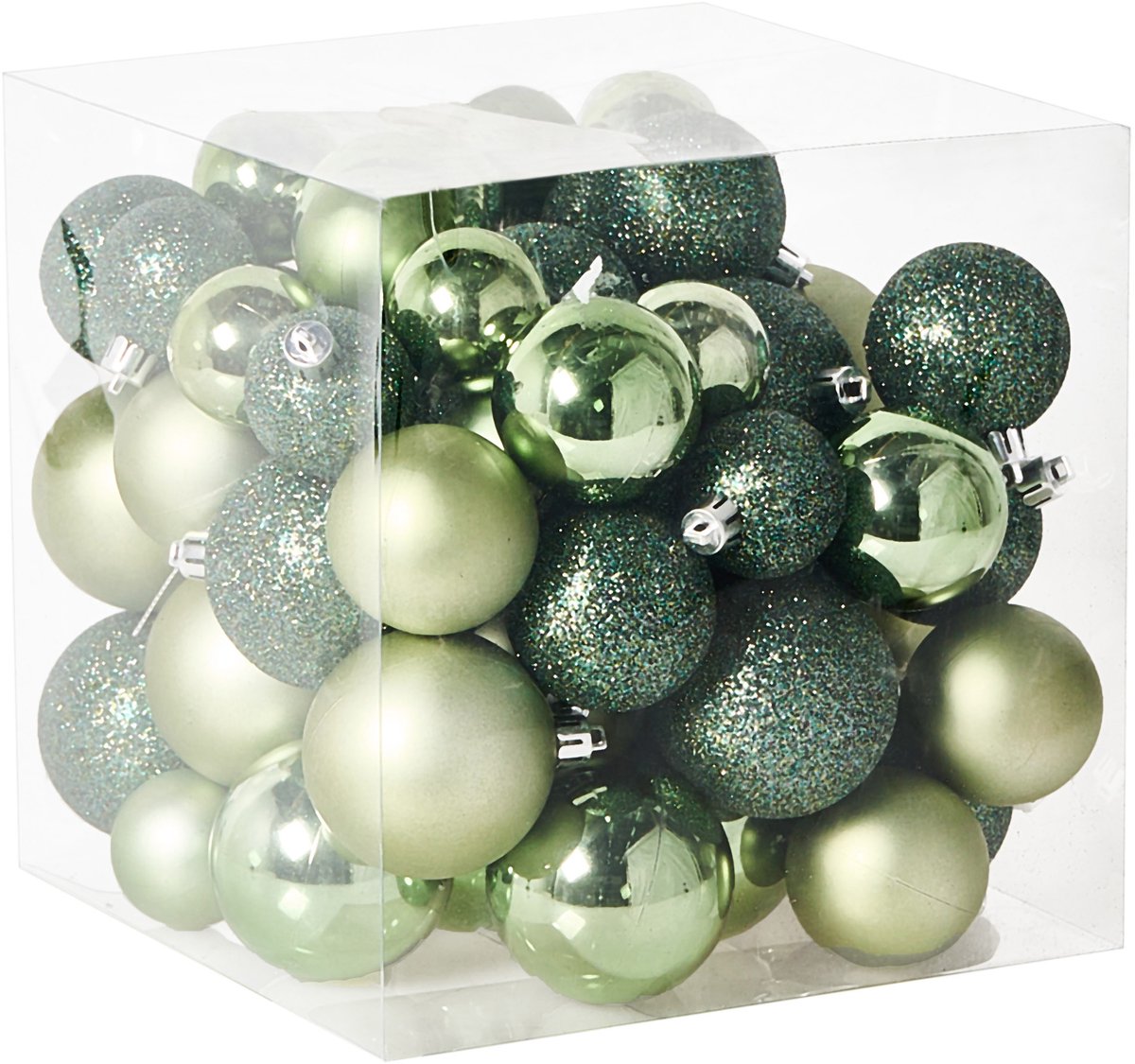 TYIN- Set van 60 kerstballen - Groen - Synthetisch