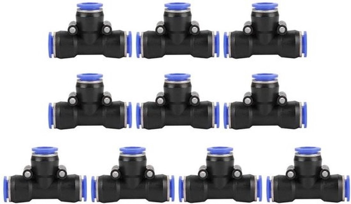 Luchtconnector T-type - 10 Stuks - Pneumatische Snelsluiting - Eenvoudige Installatie - Schokbestendig - Elliptisch Ontwerp - Pneumatische Koppeling