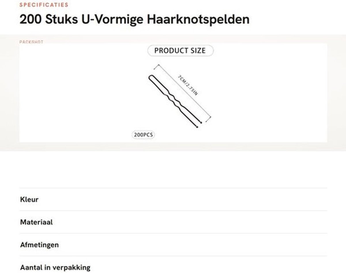 Haarknotspelden 200 stuks - U-vormige Haarspelden - Bruine Haarclips - Metalen Bobbyspelden - Haarstylingaccessoires - Geschikt voor Vrouwen en Meisjes - Bobby Pins