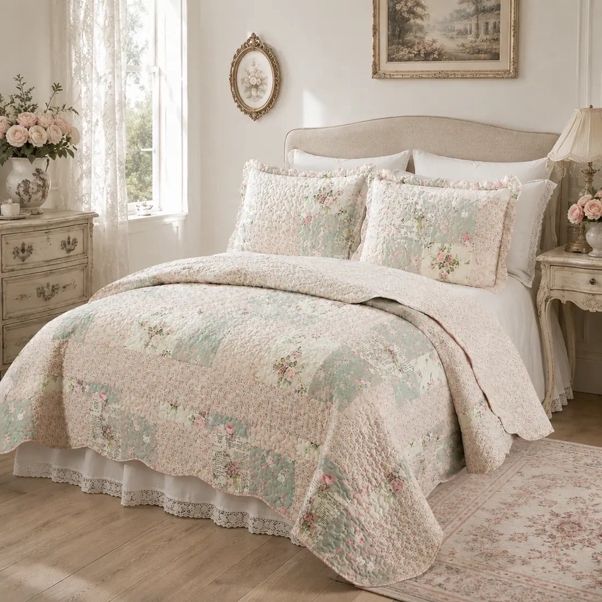 Lavandoux - Bedsprei - Quilt - Rosebud - 260x240cm - 2-persoons - Roze — cadeau in Wonen & Interieur - foto 6
