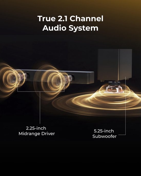 Soundbar 2.1 met Draadloze Subwoofer - 240W - HDMI ARC - Bluetooth 6.0 - App Bediening — afbeelding 3