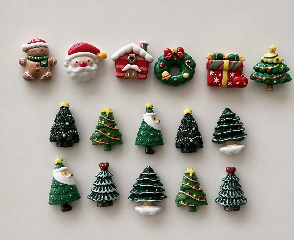 TLVX 16 stuks 3D Kerst Magneten / Leuke Koelkastmagneten / Gezellige Kerst Foto Magneet / Whiteboard / Speel- en Leer Magneetjes / School / Christmas / Notitie / Kantoor / Memo / School bord / Magnetisch / Kerstman / Pop / Kerstboom