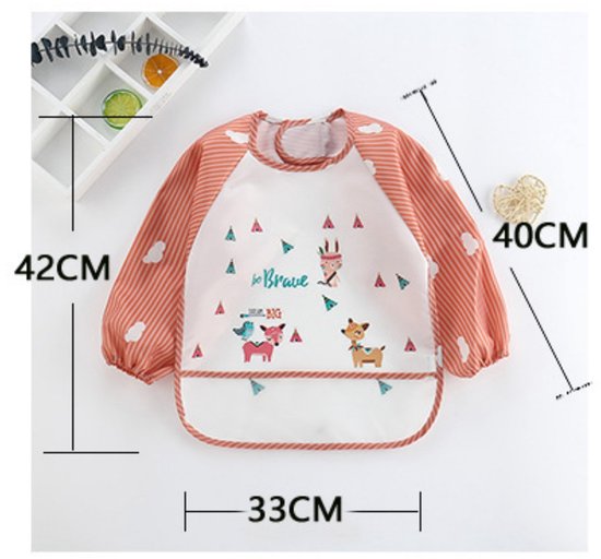 3-delige slabbetjesset - Eetslab - Kinderen eethesje - Kinderschorten - Lange mouwen slabbetje - Speelschort - Klittenbandsluiting - Geschikt voor 1–3 jaar - Voor eten, spelen, schilderen (33 x 42 cm - diverse stijlen) — afbeelding 2