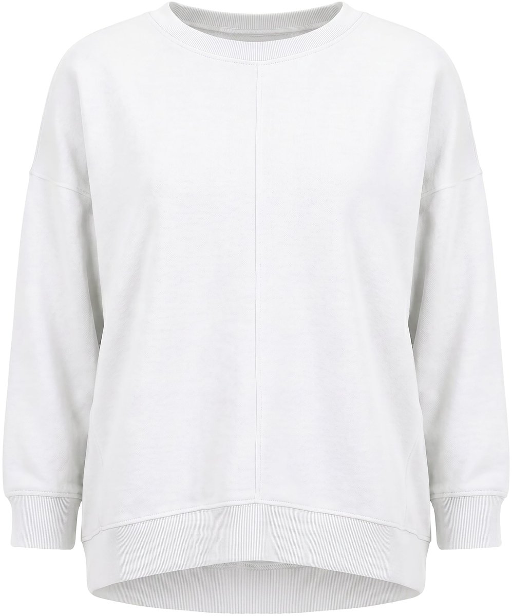 Ulla Popken - Dames - Long sweatshirt oversized ronde hals lange mouwen - Off-white - Maat 50+