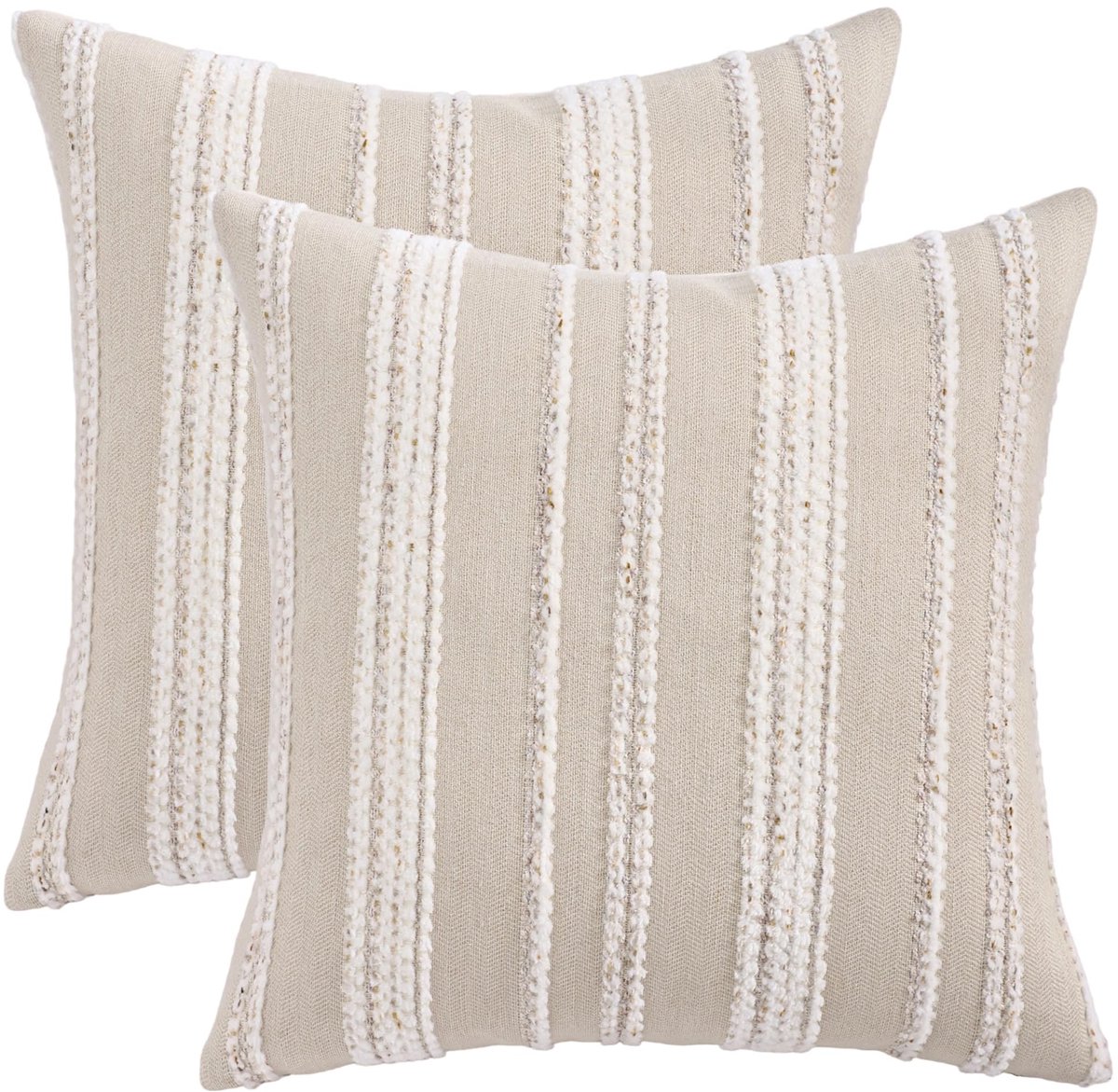 Solidchoice - Set van 2 Crèmewitte Chenille Kussenslopen 50 x 50 cm
