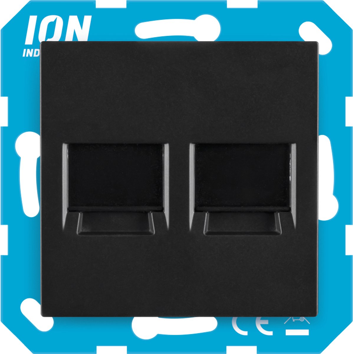 ION industries E1 utp aansluitdoos 2-voudig met centraalplaat mat zwart (13.302.016)