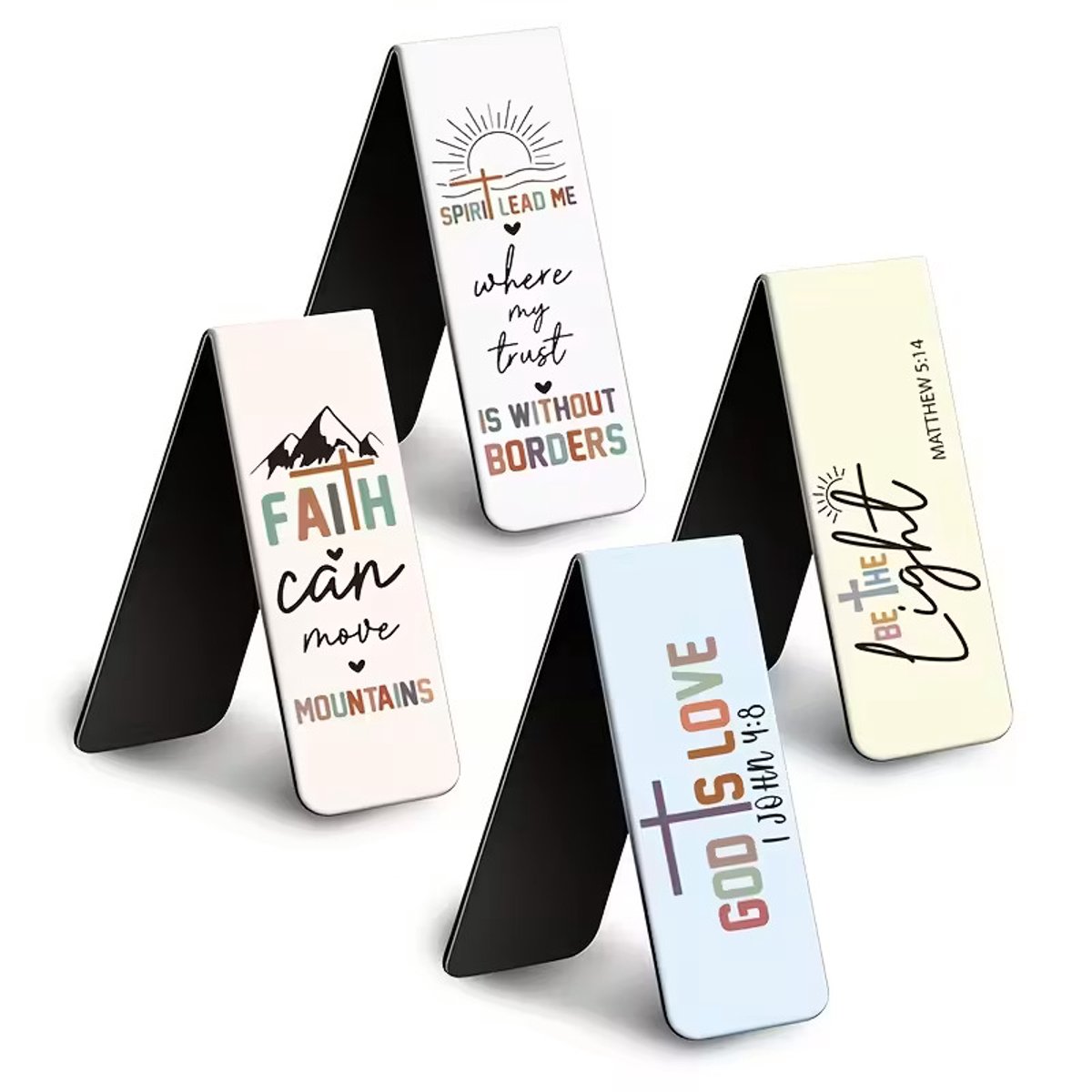 ViWADO® Magnetische Boekenleggers – 4 Stuks – Christelijke Bijbelteksten – Inspirerende Bladwijzers voor Boeken