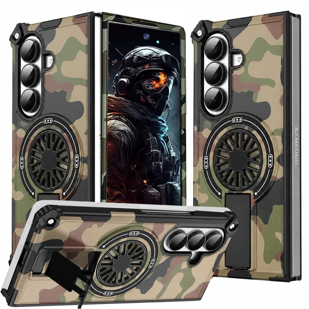 Solidchoice - Camouflage Case voor Galaxy Z Fold 8 Ultra met Standaard
