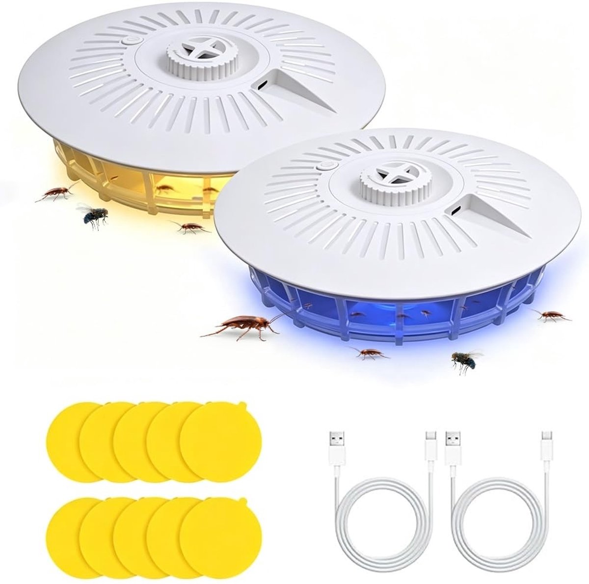 Solidchoice - Vlooienval Set van 2 met 10 Lijmsticks en 4 Lichtmodi