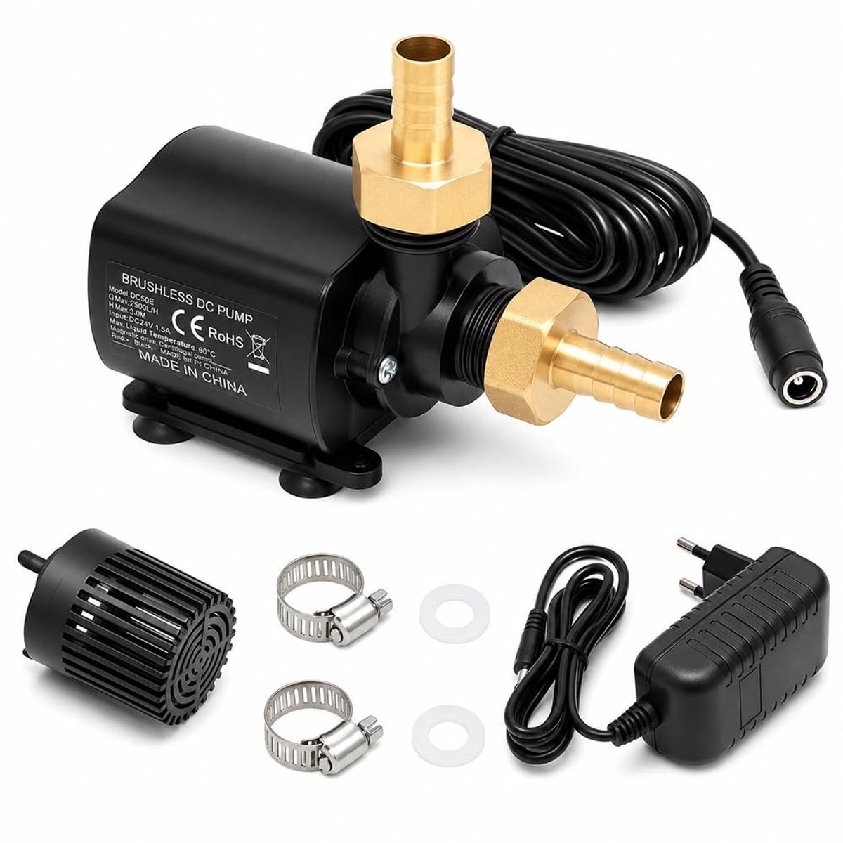 Solidchoice - Kleine Waterpomp 12V met 800 L/H Doorvoer en 5 Snelheden