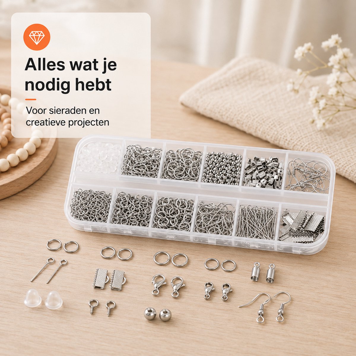 BOTC Sieraden Maken Set - 845 Sieradenonderdelen - Inclusief 3 Sieradentangen & Draad - Sieraden Reparatieset voor Armbanden, Kettingen & Oorbellen — cadeau in Hobby - foto 7
