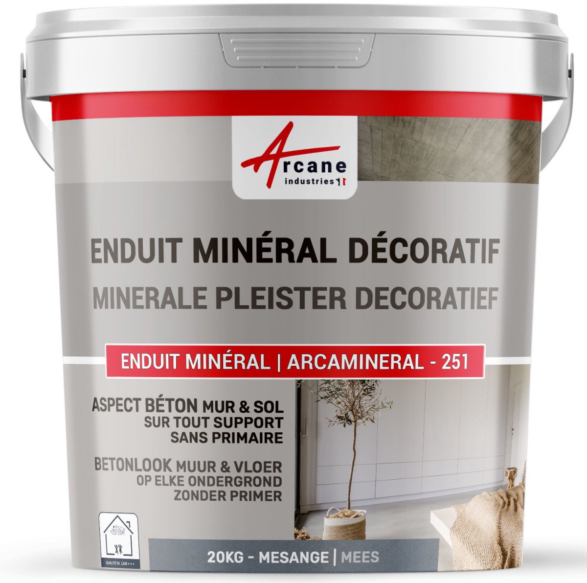 DECORATIEVE GEKLEURDE MINERALE PLEISTER MET BETONASPECT - decoratieve muur- en vloerpleister