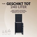 Containerombouw in antracietkleur, geopend, geschikt voor containers tot 240 liter.