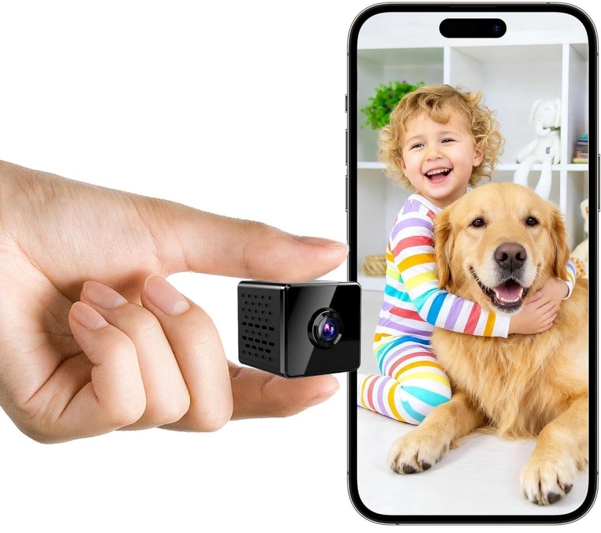 GELLDG Bewakingscamera - Mini kamera met Eurostecker - 4K WiFi camera zonder stroom en geheugenkaart - Nachtsicht en bewegingsdetectie - Geschikt voor binnenhuis, huisdier en woningbeveiliging - Kunststof - Geen installatie vereist