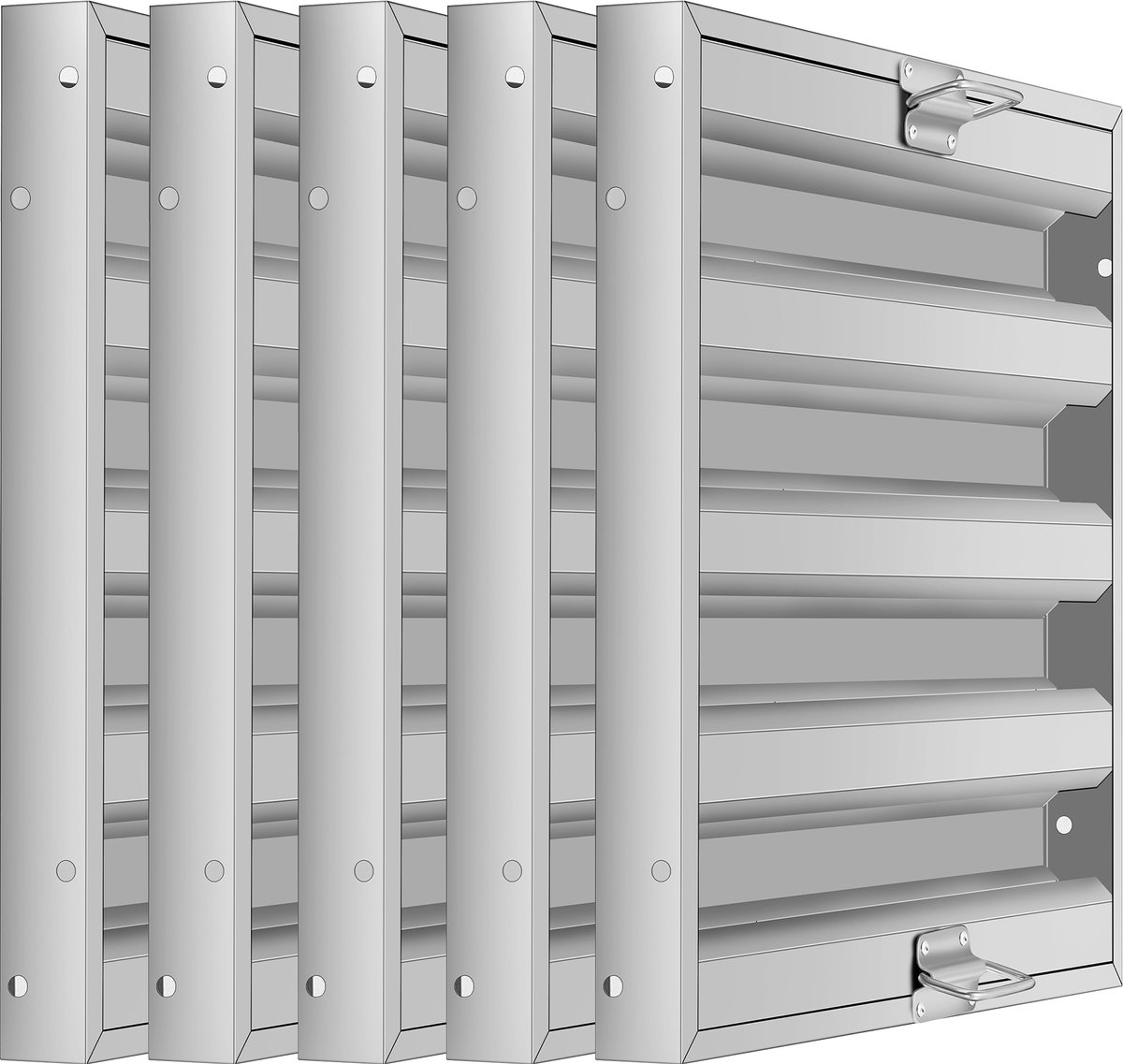 HoerFuriy - RVS Baffle Vetfilter Voor Commerciële Afzuigkap - 5‑Stuks - Roestbestendig Vetfilter - Vaatwasserbestendig Voor Restaurant En Professionele Keuken - 50x50x5cm