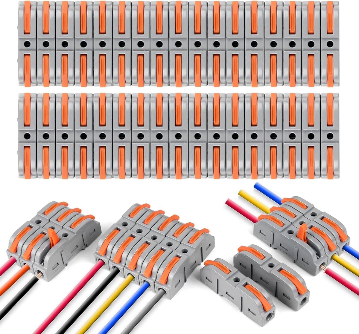 Draadconnectoren 80 stuks - 2-pins snelle lasdoppen - 18-22AWG - Compacte kabelverbinders met hefboom