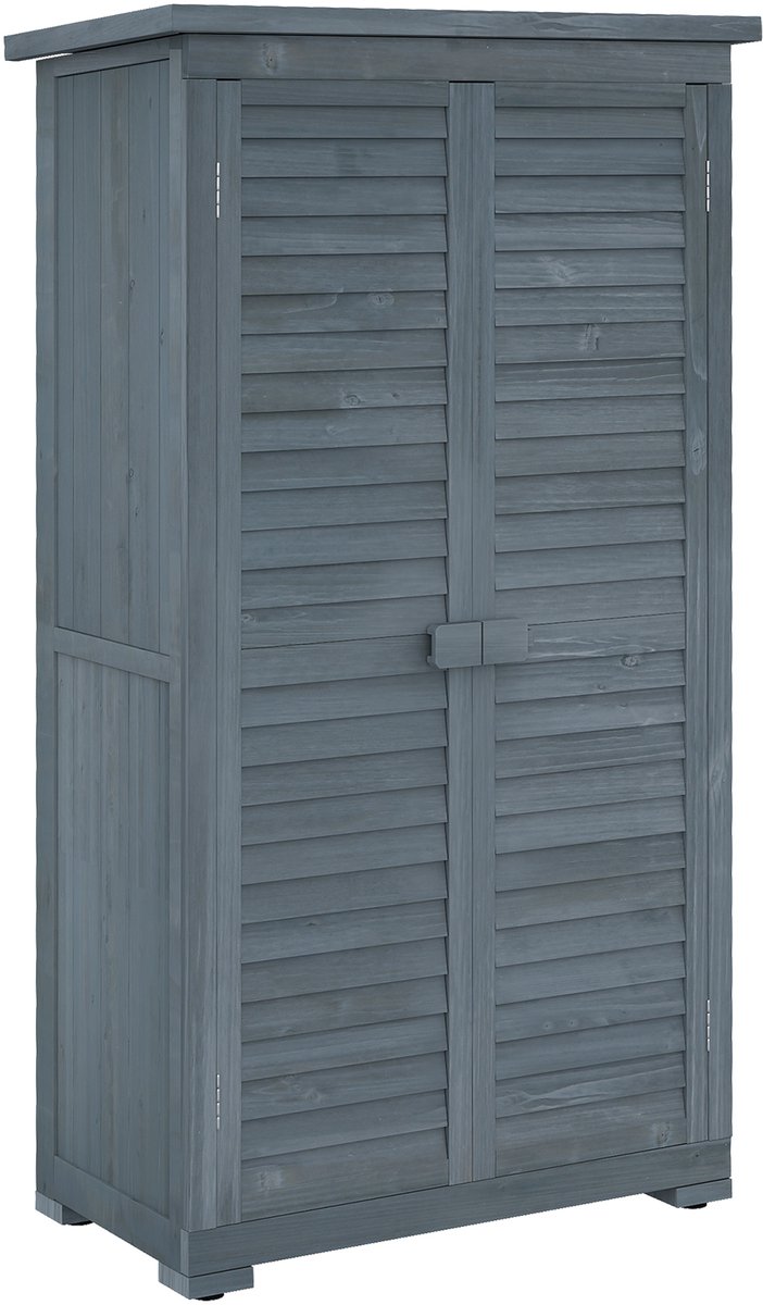 Tuinkast - houten tuinkast - dak voor single-slope - asfaltkarton - grijs - 87x46,5x160 cm - luiken