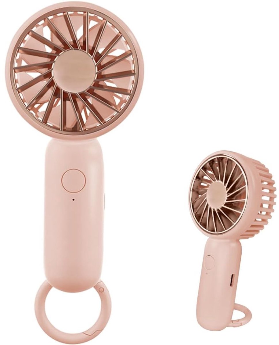 JCP® Handwaaier - Oplaadbare Miniventilator - Kleine Zakventilator - Roze - 10cm x 10cm x 1cm