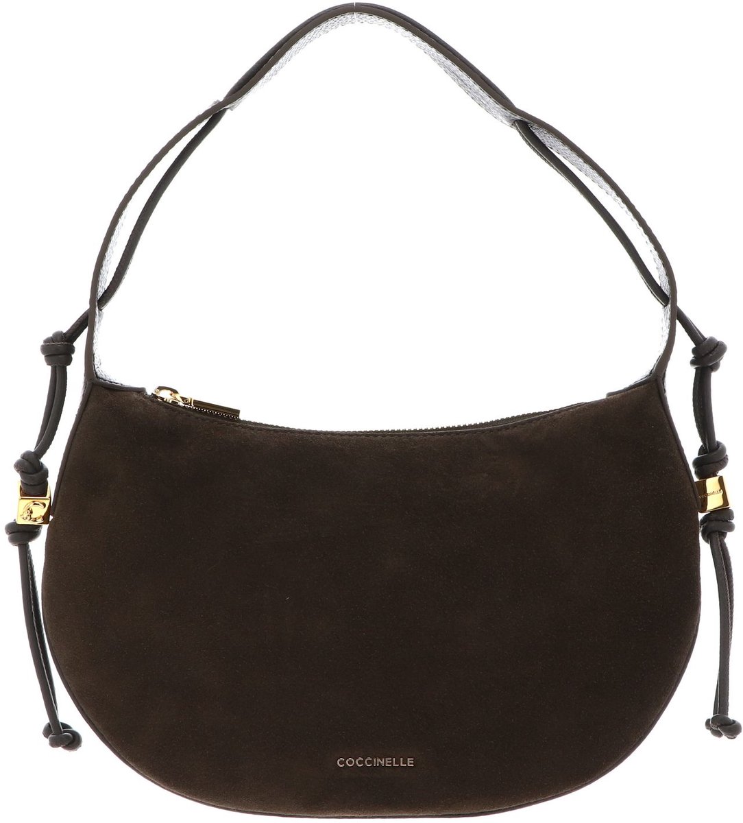 COCCINELLE Leren handtas schoudertas Thess Handbag Suede Le. / Grained Le. Fango / Fango donkergroen