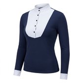 Koningsblauw Ruitershirt Dames Lange Mouwen Opstaande Kraag Hoge Stretch Slim Fit Effen Rijshirt Lente Herfst Sport Top L