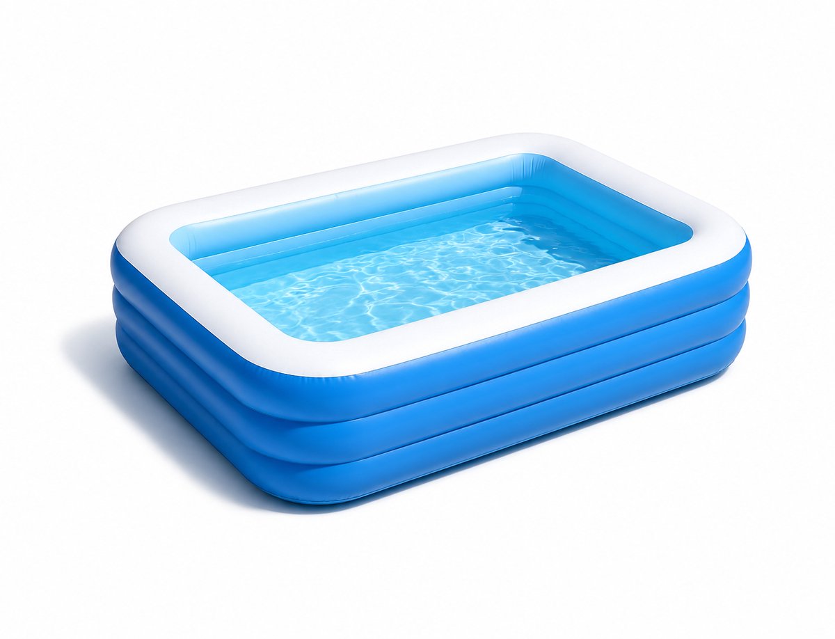 Opblaasbaar zwembad – Kinderzwembad – Gezinszwembad – 110 x 85 cm – Zomers waterfeest – Geschikt voor buiten, tuin en achtertuin – Blauw & wit