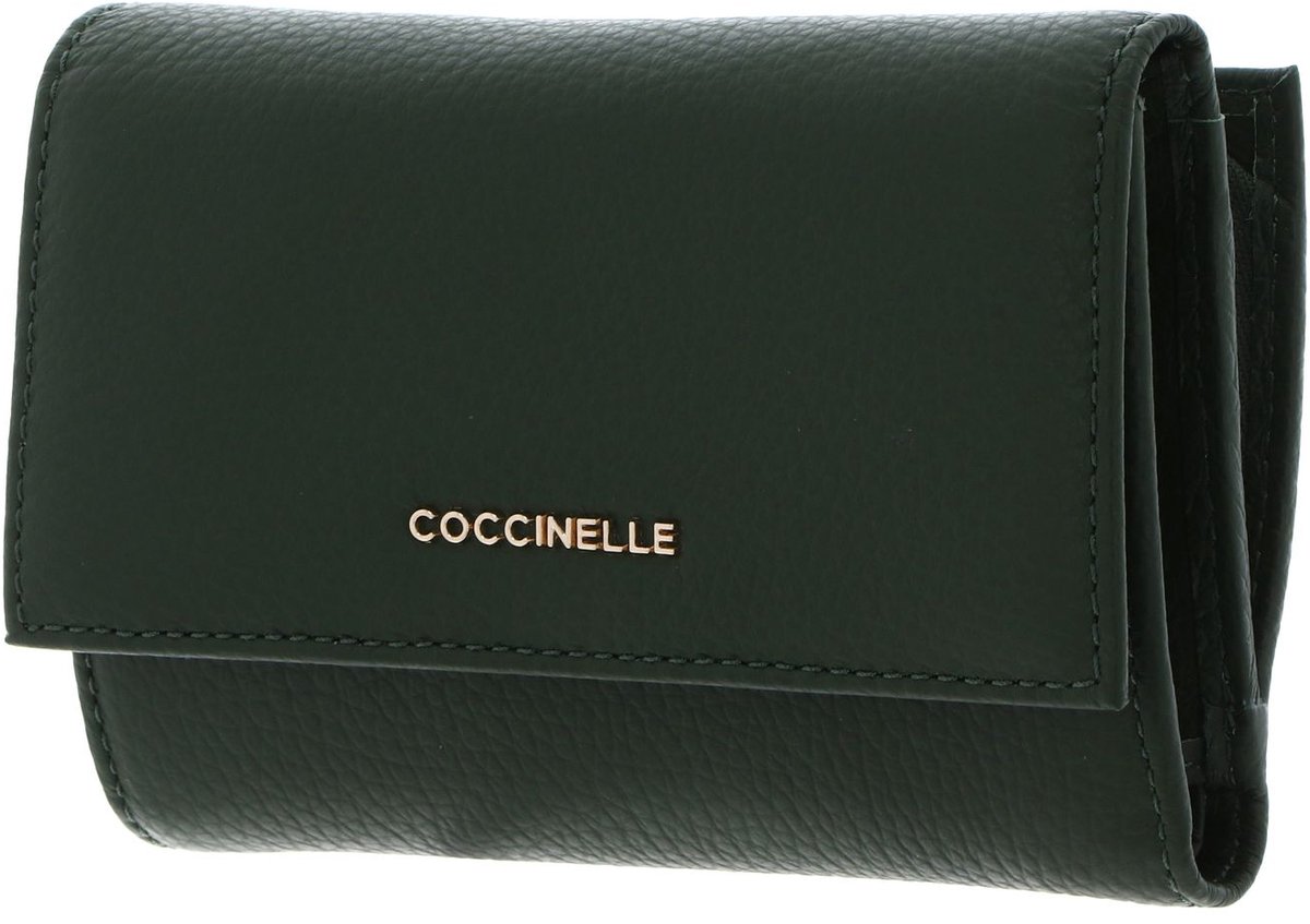 COCCINELLE Leren portemonnee Metallic Soft Wallet Grainy Leather Garden Green groen