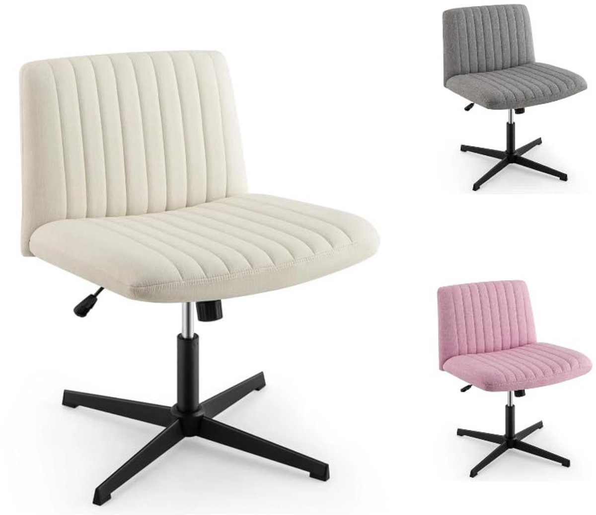 Bureaustoel ergonomisch - Comfortabele draaistoel met brede zitting, verstelbare zithoogte, kantelfunctie 120° en zachte linnen bekleding - Kantoorstoel voor thuiswerken, studeren en ontspannen