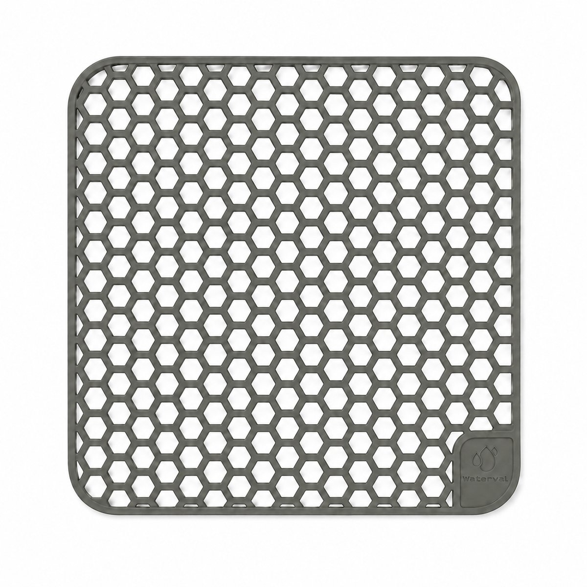 Waterval Gootsteenmat - Siliconen - Gunmetal Grey - 34,5 x 34,5 cm - Vierkant