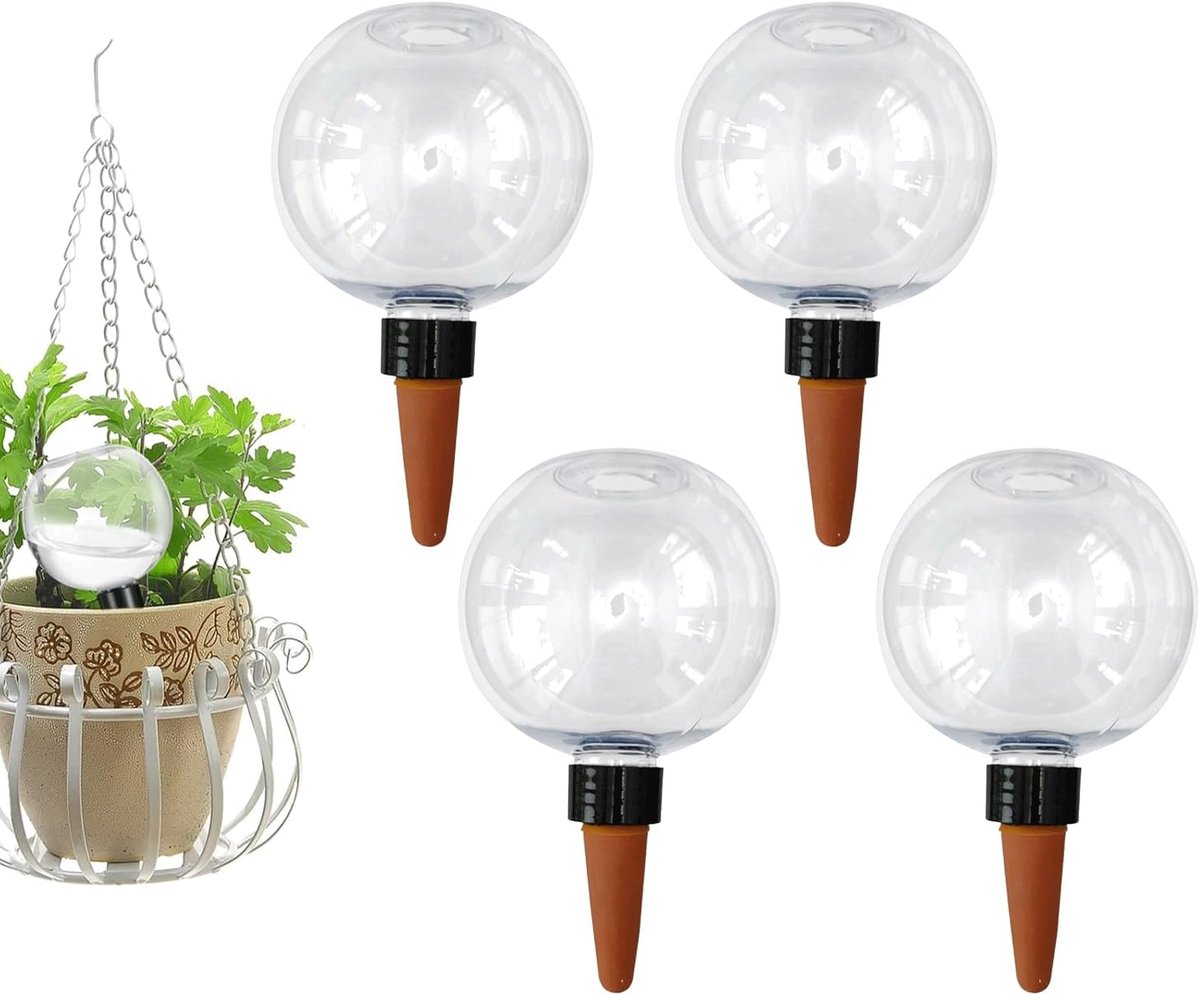 4 Automatische Watergeefballen 500 ml - Irrigatieballen voor Planten - Transparant Bewateringssysteem voor Balkon, Kamerplanten en Tuin