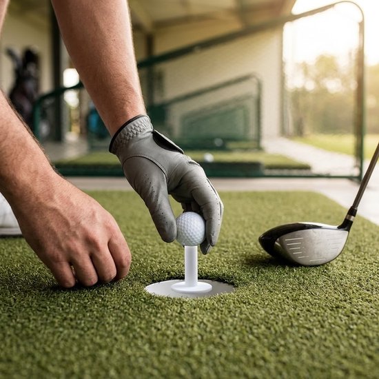 Witte rubberen golf tees set 5 delig – golf tees voor oefenmat en driving range – verschillende hoogtes – duurzame golf tee set – geschikt voor binnen en buiten golftraining — afbeelding 5