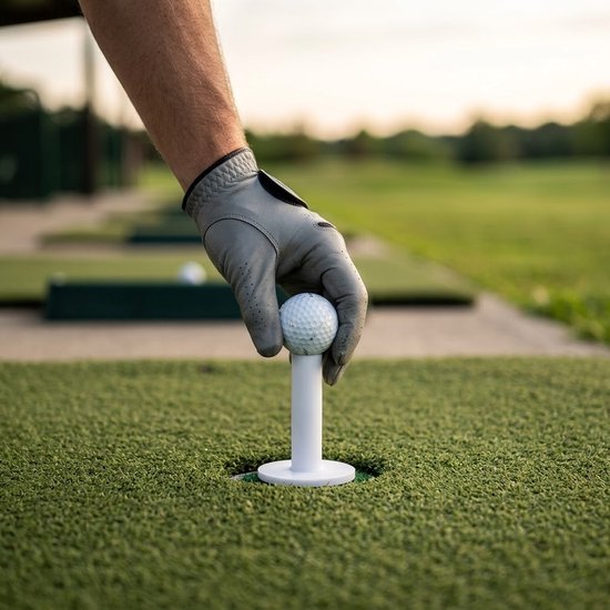 Witte rubberen golf tees set 5 delig – golf tees voor oefenmat en driving range – verschillende hoogtes – duurzame golf tee set – geschikt voor binnen en buiten golftraining — afbeelding 4