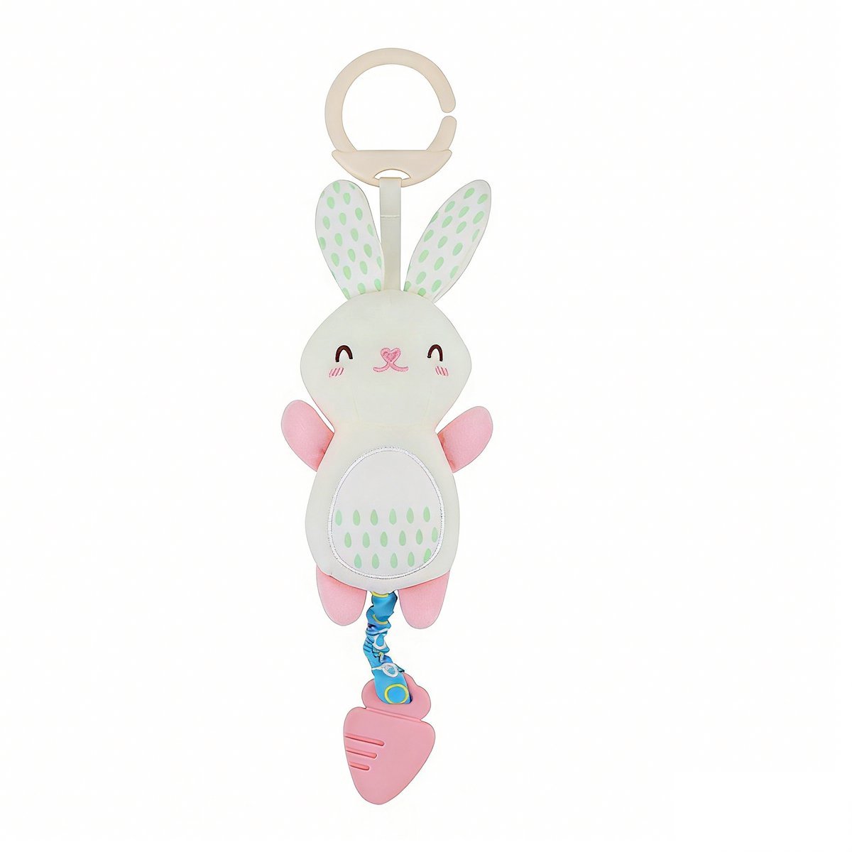 Casalora Baby Speelgoed – Pluche Rammelaar & Bijtring – Zacht Hangend Sensorisch Windgong Speelgoed – Voor Kinderwagen, Autostoel & Babybed – Vanaf 0 Maanden – Konijn Design