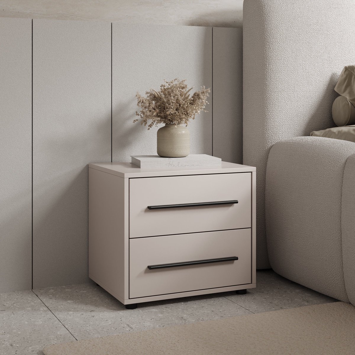 Meubella - Montalo - Nachtkastje - Beige - 51x40x47 cm