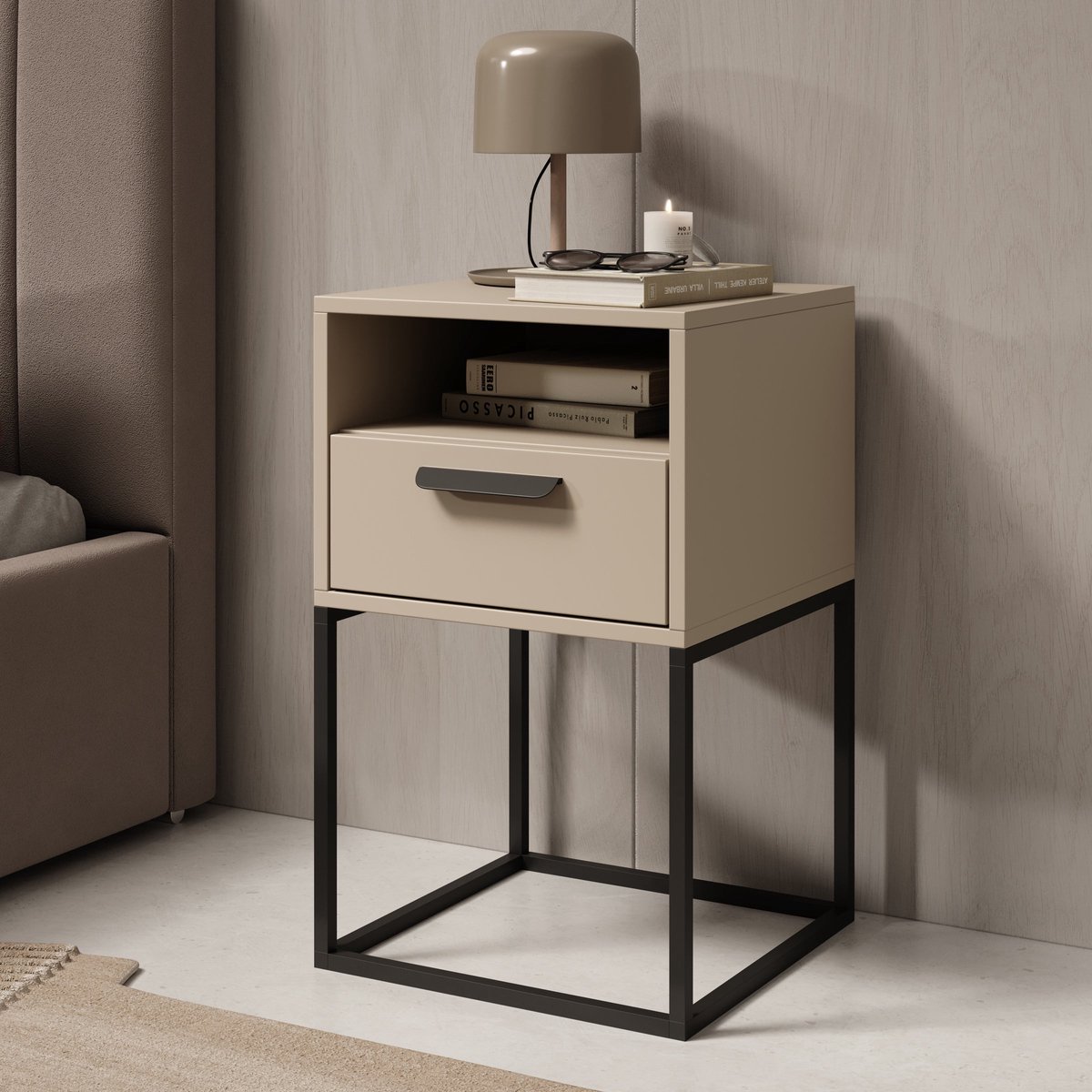 Meubella - Cebu 2 - Nachtkastje - Beige