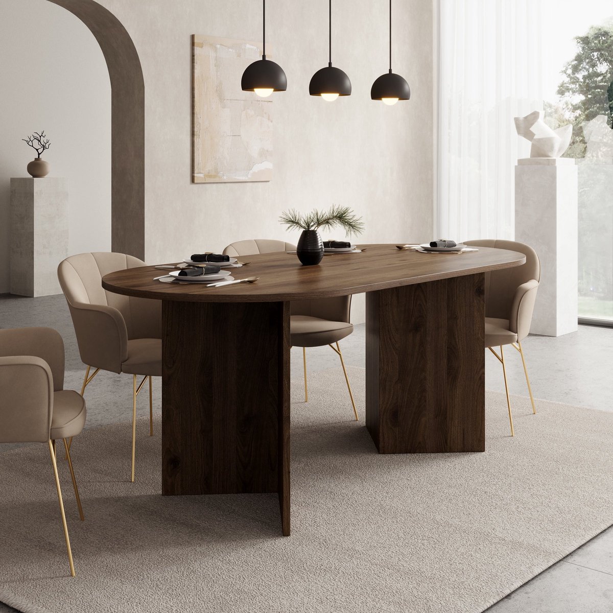 Meubella - Glenne - Eetkamertafel - Donker eiken patroon - 185x90x75 cm