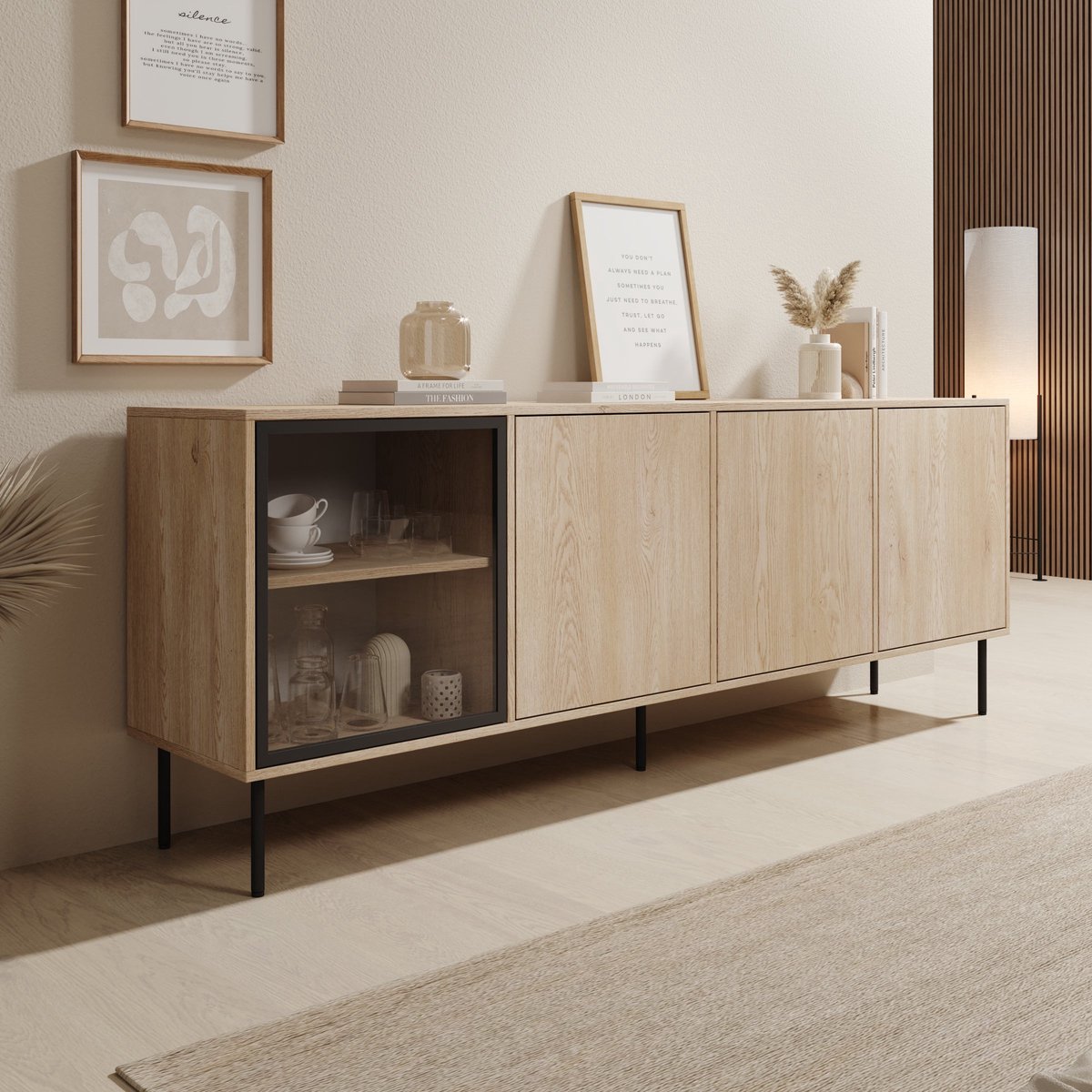 Meubella - Dimora - Dressoir - Eikenpatroon - 200x40x75 cm