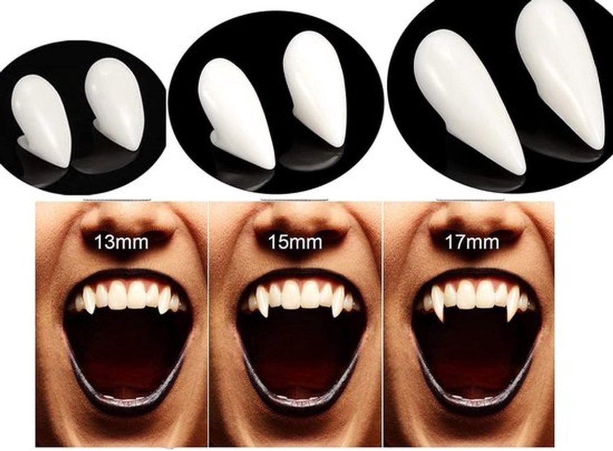 Vampiertanden 3 paar - Nep Tanden - Cosplay Rekwisieten - Halloween Party - Tanden Pellets - Hars Materiaal - 13/15/17 mm - Neptanden