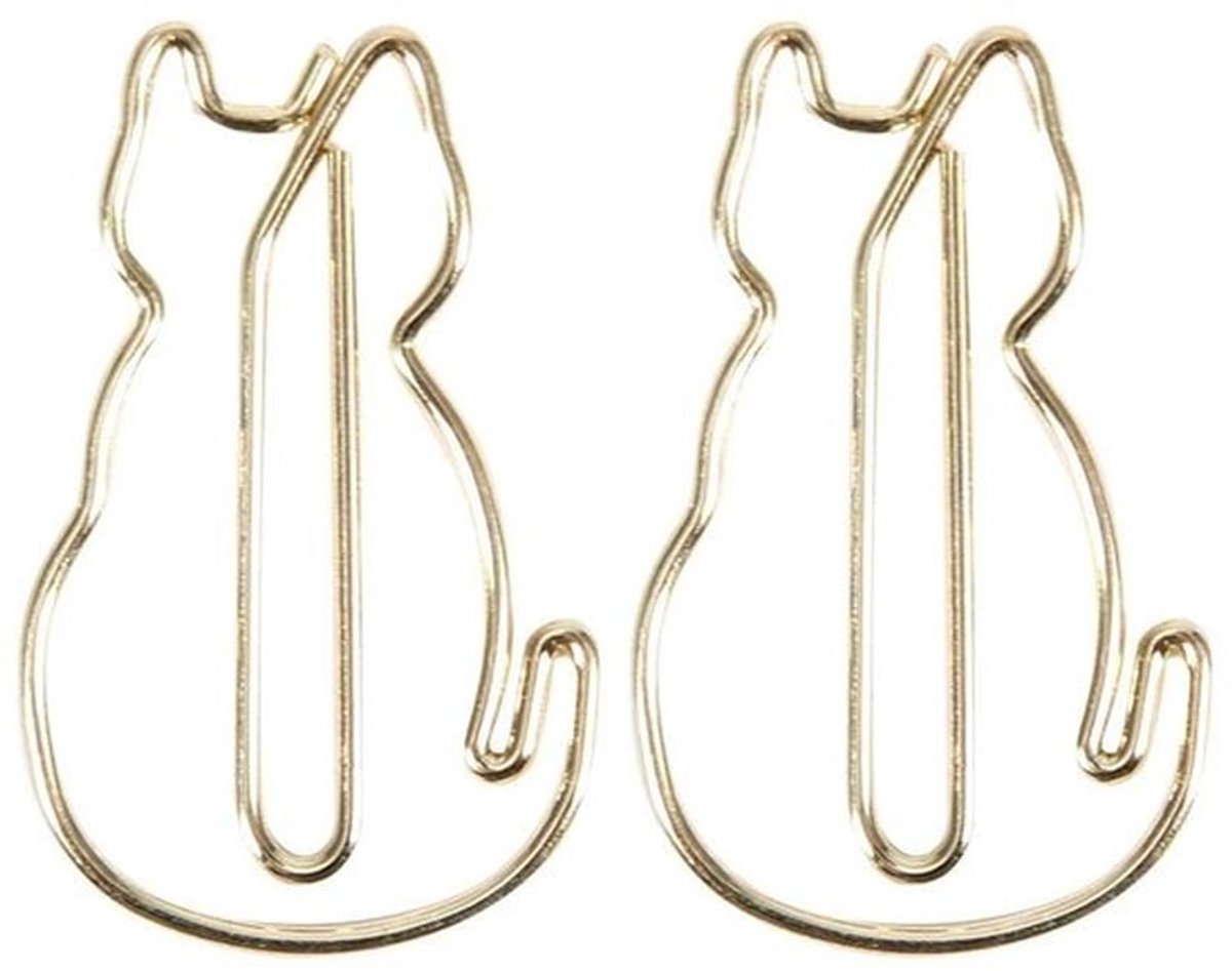Boekmarkeringen Katvorm - Duurzaam - Paperclips - Kantoor - School - 12 Stuks - Verdikt Metaal